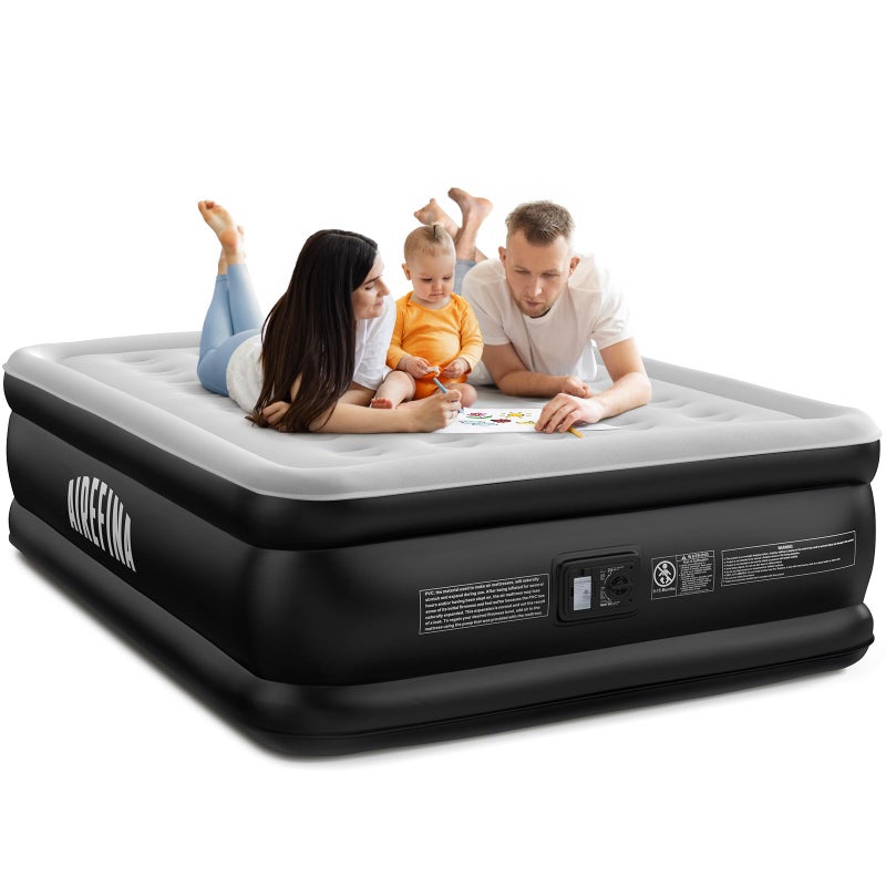 Airefina Air Mattress Queen with Built in Pump, 18 Raised Comfort Blow Up Mattress with Carrying Bag, Portable Inflatable Mattress for Guest Home, Air Bed Colchones Inflables 750 Lbs Max, 80*60*18 in - Image 1