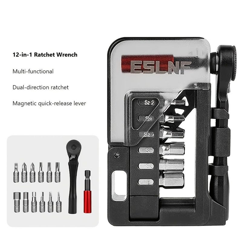 ESLF 12 In 1 Ratchet Screwdriver Set With S2 Bits And Extension Bar For Bike Maintenance - Image 5