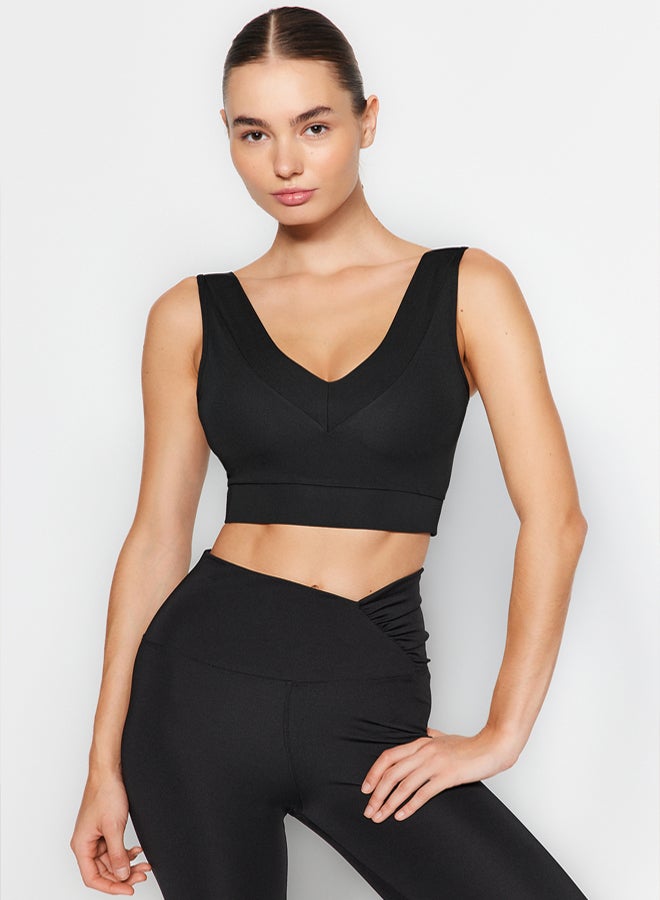 trendyol Black Support/Shaping V-Neck Knitted Sports Bra  - Image 2