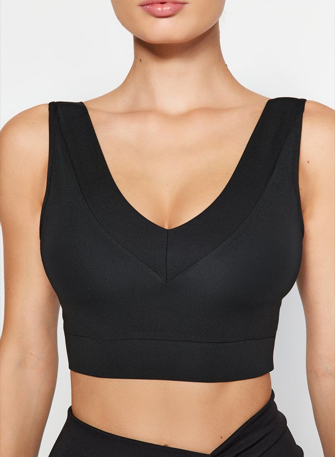 trendyol Black Support/Shaping V-Neck Knitted Sports Bra  - Image 4