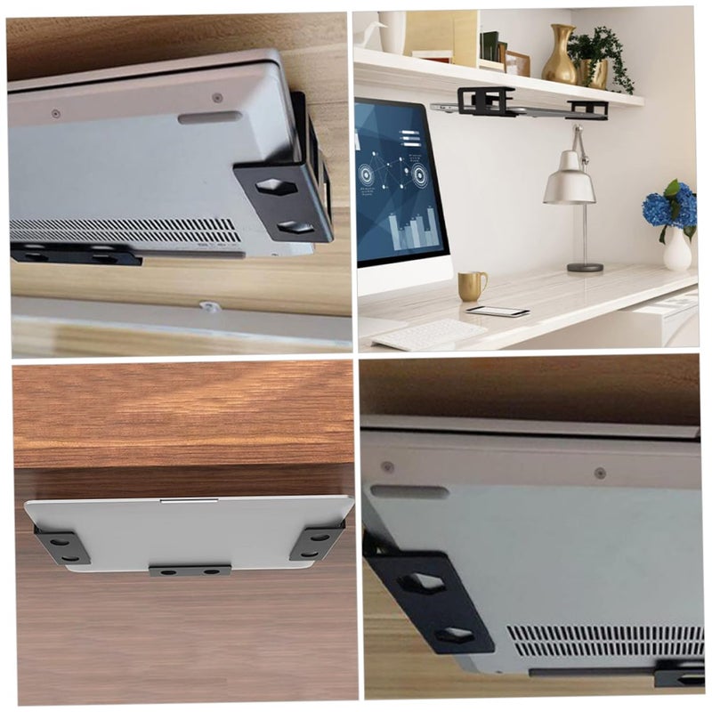 Under Desk Laptop Holder Space Saving Keyboard Mount Bracket Black - Image 5