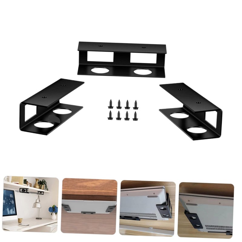 Under Desk Laptop Holder Space Saving Keyboard Mount Bracket Black - Image 4