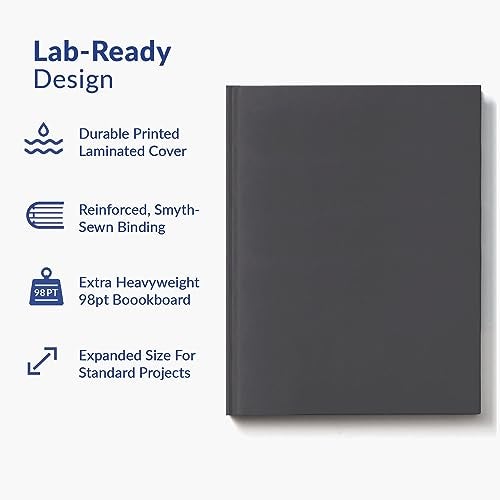 Vela Sciences Advanced E7-C Expanded Hardcover Lab Notebook, 9.25 x 11.75 in (23.5 x 30 cm), 144 Pages, Permanent Bound, 70lb Heavyweight Paper (1-Pack, Grid+) - Image 3