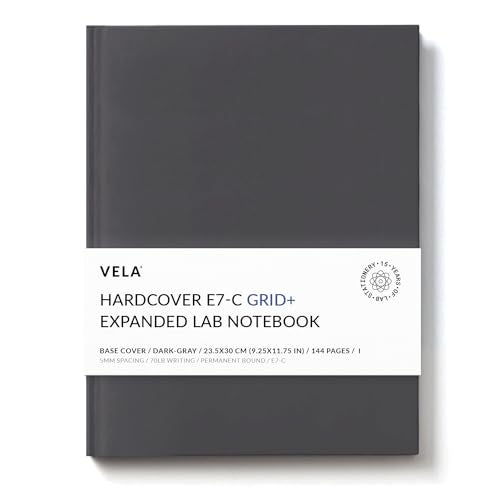 Vela Sciences Advanced E7-C Expanded Hardcover Lab Notebook, 9.25 x 11.75 in (23.5 x 30 cm), 144 Pages, Permanent Bound, 70lb Heavyweight Paper (1-Pack, Grid+) - Image 1