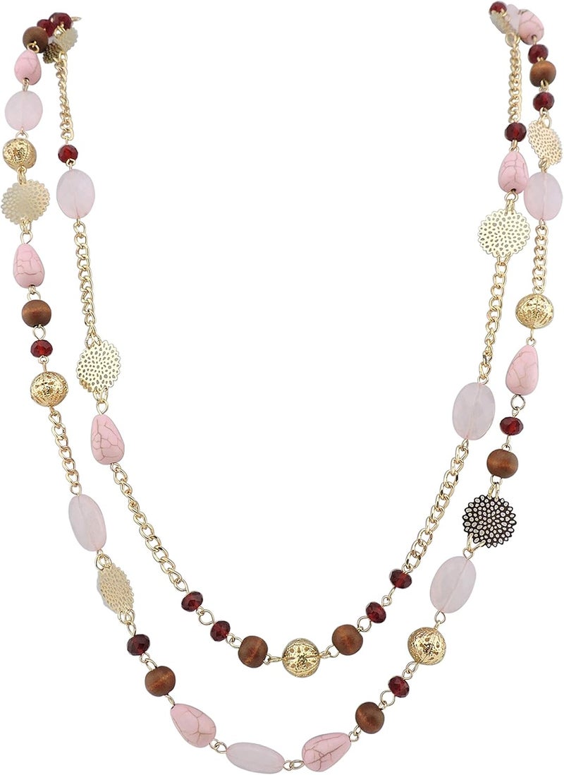 Bocar Long Necklaces for Women Trendy, Boho Layered Crystal Beaded Collar Necklaces for Women, Fashion Statement Necklaces Jewelry - Image 1