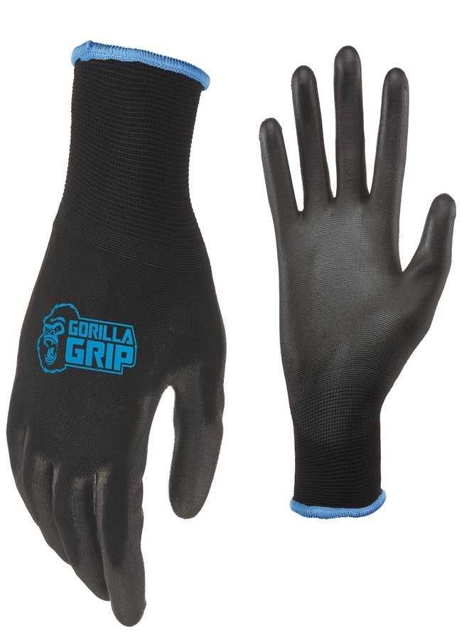 grease monkey Gorilla Grip Work Gloves, Never Slip Maximum Grip All-Purpose, Gloves for Men, Superior in Wet, Dry, Oily Conditions, Polymer Palm, Large Size, 1 Pair, Black/Blue| 25053-26 - Image 1