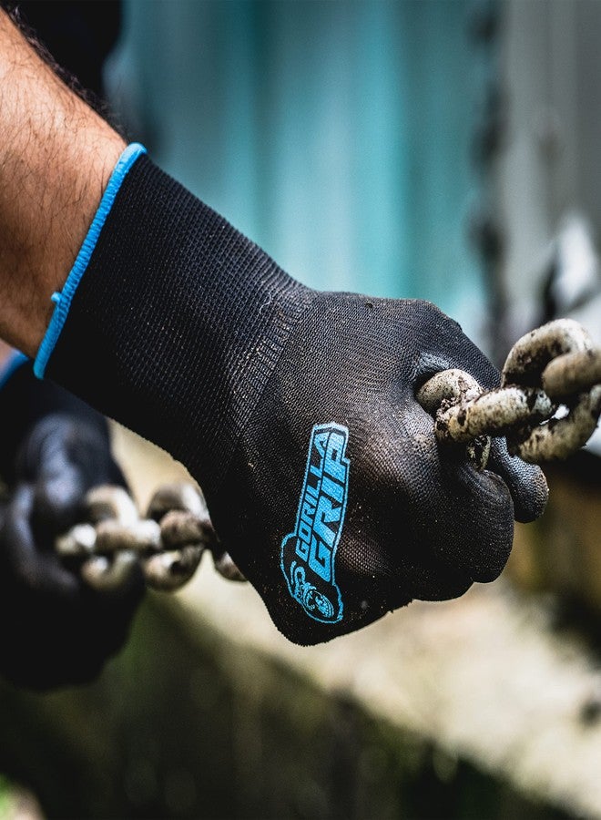 grease monkey Gorilla Grip Work Gloves, Never Slip Maximum Grip All-Purpose, Gloves for Men, Superior in Wet, Dry, Oily Conditions, Polymer Palm, Large Size, 1 Pair, Black/Blue| 25053-26 - Image 5