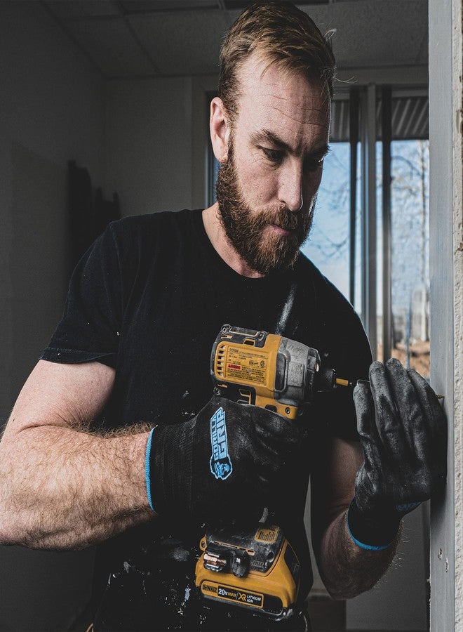 grease monkey Gorilla Grip Work Gloves, Never Slip Maximum Grip All-Purpose, Gloves for Men, Superior in Wet, Dry, Oily Conditions, Polymer Palm, Large Size, 1 Pair, Black/Blue| 25053-26 - Image 2