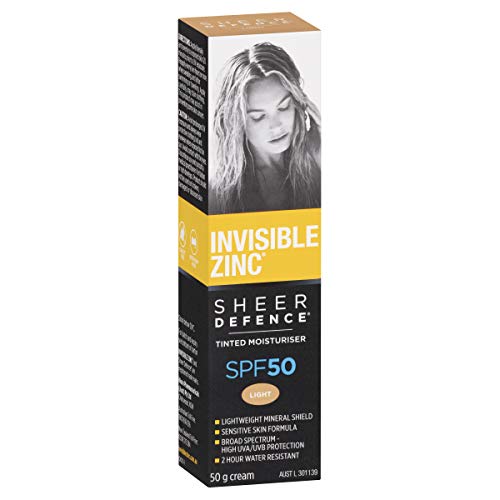 Invisible Zinc Sheer Defence Tinted Light - Daily Facial Moisturizer With Sun Protection SPF 50 To Prevent The Appearance Of Premature Aging Caused by Harmful UV Rays - 50g - Image 1