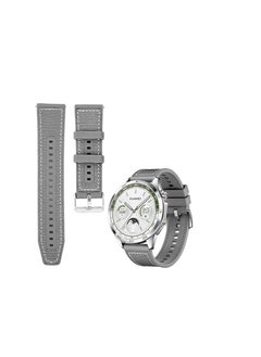 Generic 22mm For Huawei Watch GT4 46 2023 Nylon Braided Silicone Composite Watch Strap, Gray  - Image 1
