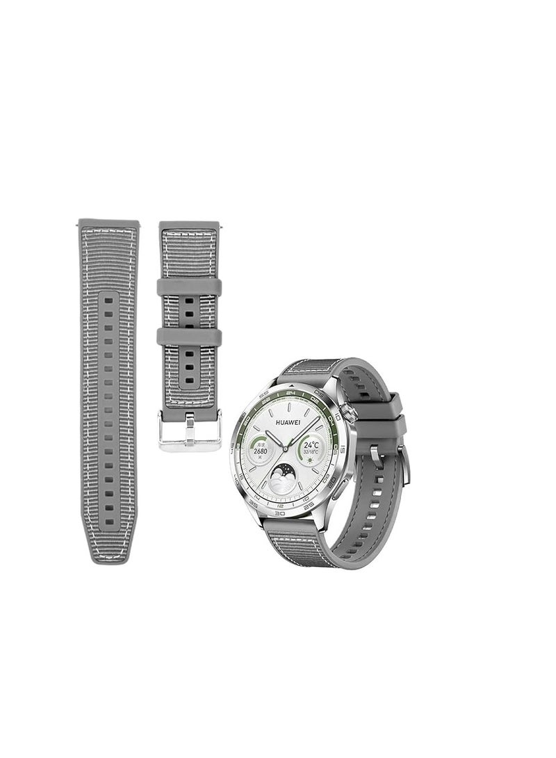 22mm For Huawei Watch GT4 46 2023 Nylon Braided Silicone Composite Watch Strap, Gray  - Image 1