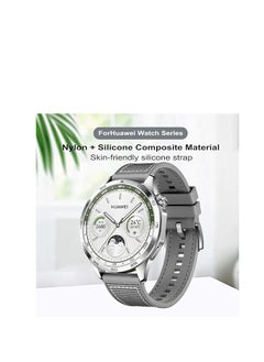 Generic 22mm For Huawei Watch GT4 46 2023 Nylon Braided Silicone Composite Watch Strap, Gray  - Image 2