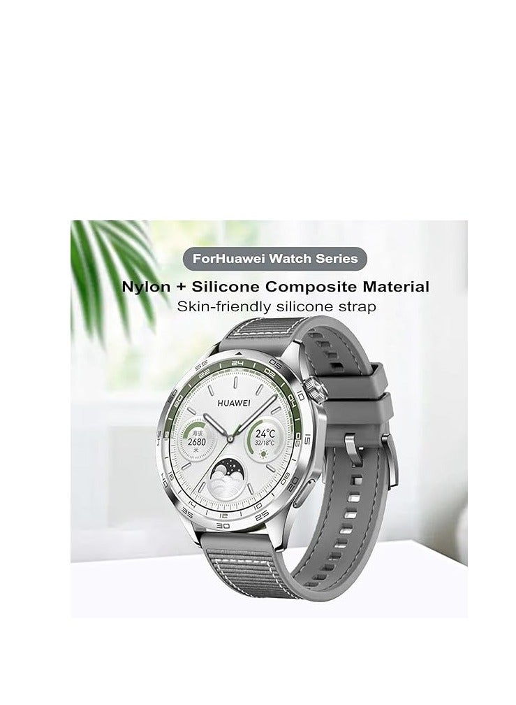 22mm For Huawei Watch GT4 46 2023 Nylon Braided Silicone Composite Watch Strap, Gray  - Image 2