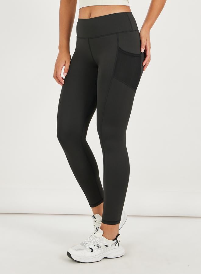 ستايلي اكتيف ليجنز بخصر عريض وجيب شبكي جانبي - Image 1