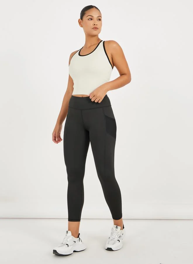 ستايلي اكتيف ليجنز بخصر عريض وجيب شبكي جانبي