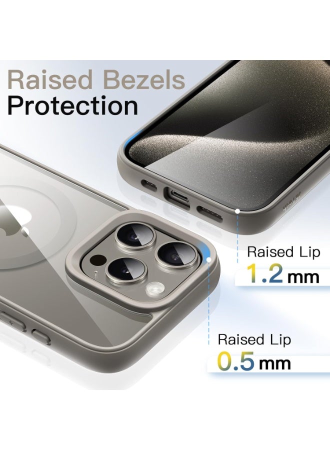 دينكس جراب مغناطيسي لهاتف آيفون 12 برو ماكس [مقاوم للصدمات ونحيف]، غطاء خلفي صلب شفاف مع حماية فائقة |تيتانيوم طبيعي - Image 5