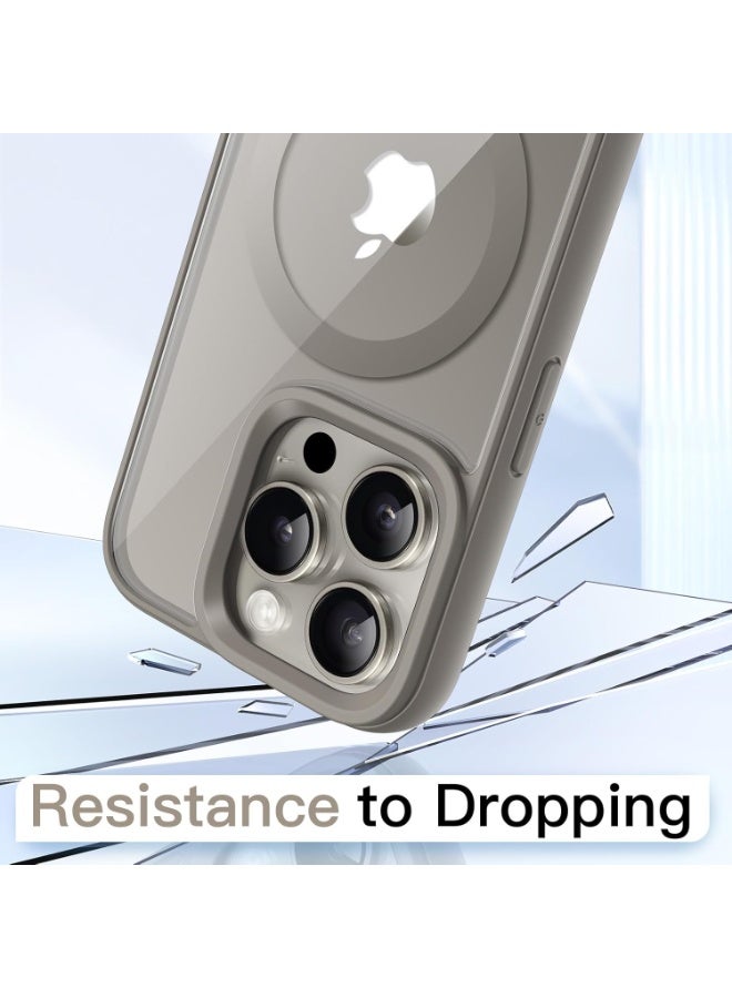 دينكس جراب مغناطيسي لهاتف آيفون 12 برو ماكس [مقاوم للصدمات ونحيف]، غطاء خلفي صلب شفاف مع حماية فائقة |تيتانيوم طبيعي - Image 3