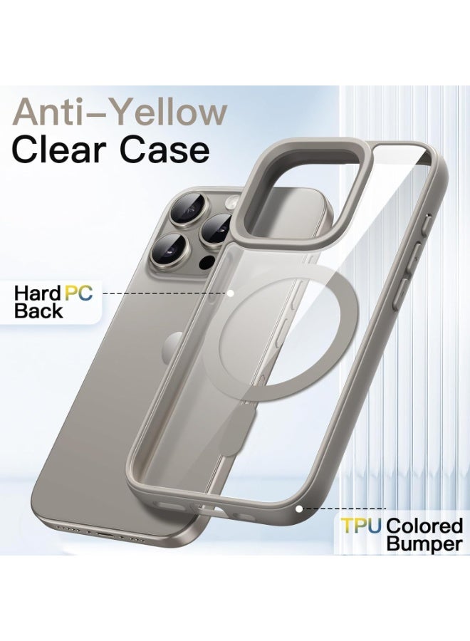 دينكس جراب مغناطيسي لهاتف آيفون 12 برو ماكس [مقاوم للصدمات ونحيف]، غطاء خلفي صلب شفاف مع حماية فائقة |تيتانيوم طبيعي - Image 2