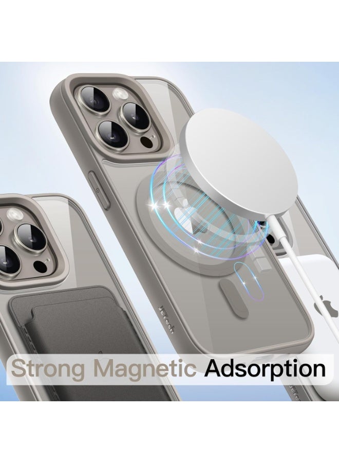 دينكس جراب مغناطيسي لهاتف آيفون 12 برو ماكس [مقاوم للصدمات ونحيف]، غطاء خلفي صلب شفاف مع حماية فائقة |تيتانيوم طبيعي - Image 4