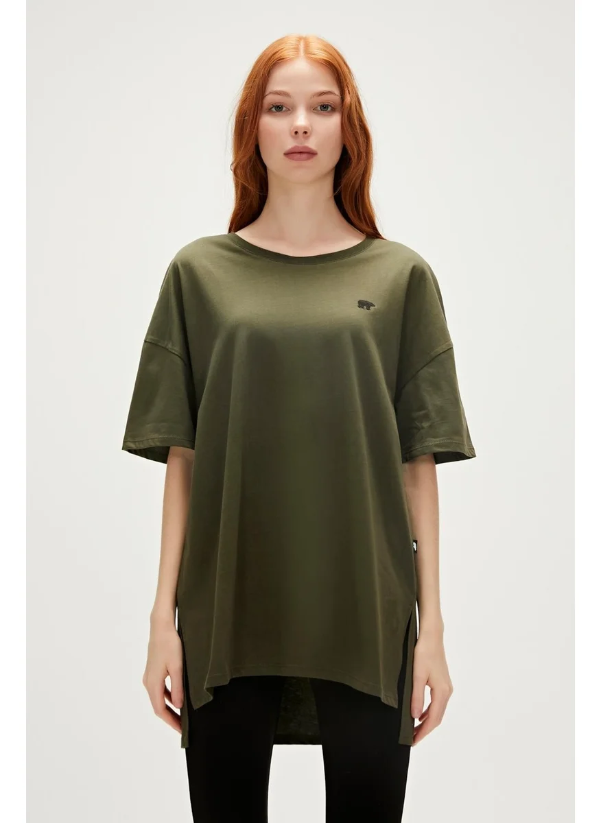 باد بير Aliana Oversize T-Shirt Khaki Green Basic Women's T-Shirt10