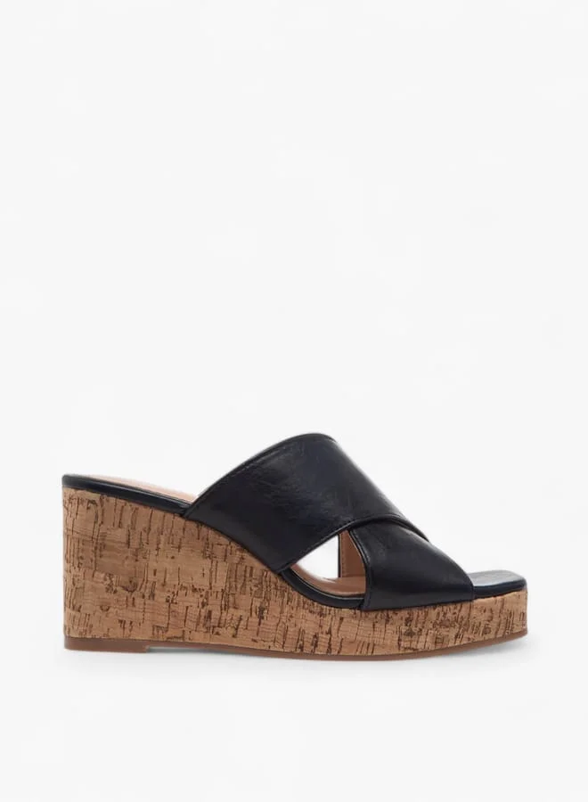 Celeste Women's Solid Slip-On Sandals with Wedge Heels