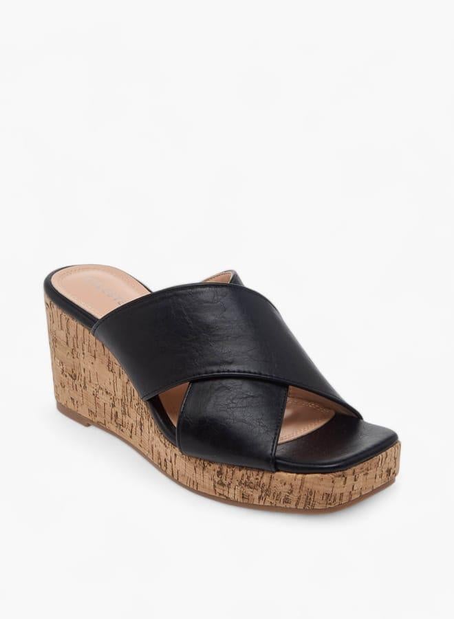 Celeste Women's Solid Slip-On Sandals with Wedge Heels - Image 1