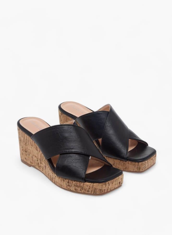 Celeste Women's Solid Slip-On Sandals with Wedge Heels - Image 3