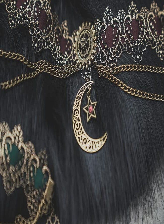 GRACEART قلادة ستيمبانك للنساء من غريس آرت، برونزية ذهبية قديمة، قلادة قمر من الدانتيل، تشوكر - Image 2