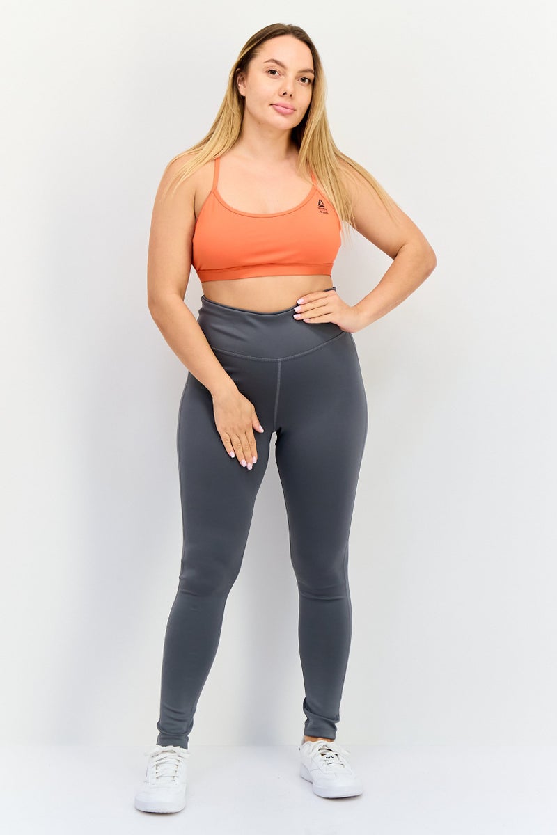 Reebok Women Brand Logo Training Sports Bra, Orange - Image 4