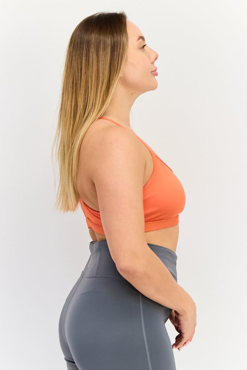 Reebok Women Brand Logo Training Sports Bra, Orange - Image 2