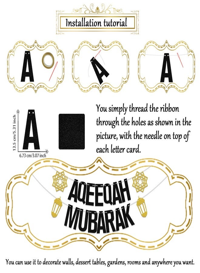 WFKLDF Aqeeqah Mubarak Banner Eid Decorations for Home Umrah Mubarak Decorations Ramadan Decor Eid al-Adha Party Decorations - Image 2