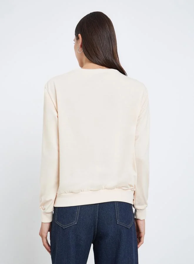 Take Two  Take Two Beige Graphic Print Long Sleeve T-Shirt for Women | Best Price UAE