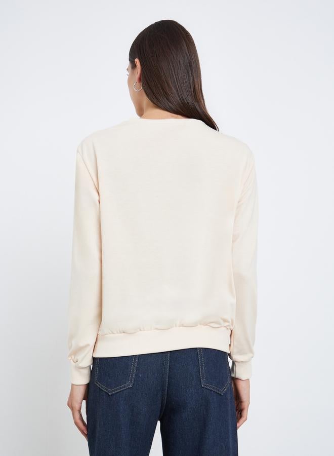 Take Two Beige Graphic Print Long Sleeve T-Shirt - Image 4