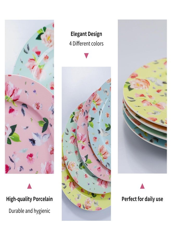 PRECITIME Porcelain floral 8-inch dessert plates, set of 8 salad plates, floral dessert plates ceramic, Colorful decorative plates, appetizer plates ceramic, dinner plates, Gifts - Image 3