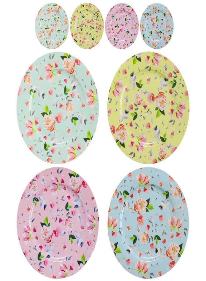 PRECITIME Porcelain floral 8-inch dessert plates, set of 8 salad plates, floral dessert plates ceramic, Colorful decorative plates, appetizer plates ceramic, dinner plates, Gifts - Image 1