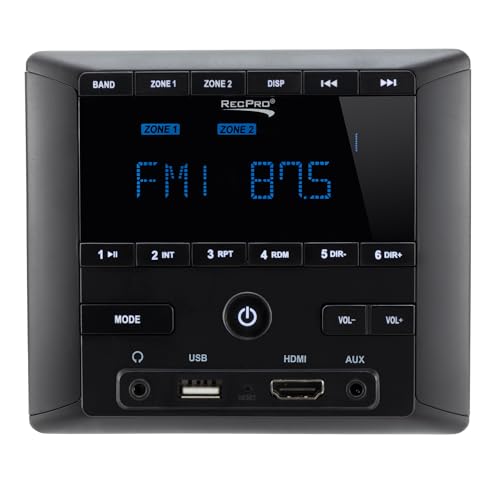 RecPro RV Stereo AM/FM Radio with Bluetooth | Aux-in | HDMI | 4-Channel Audio | 2 Zones | RV Sound System - Image 2