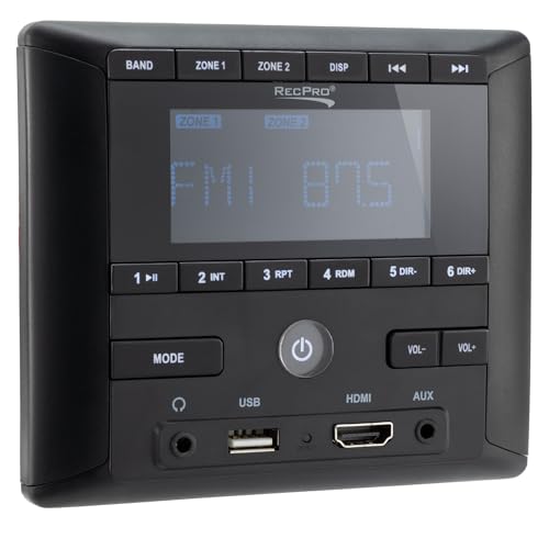 RecPro RV Stereo AM/FM Radio with Bluetooth | Aux-in | HDMI | 4-Channel Audio | 2 Zones | RV Sound System - Image 1