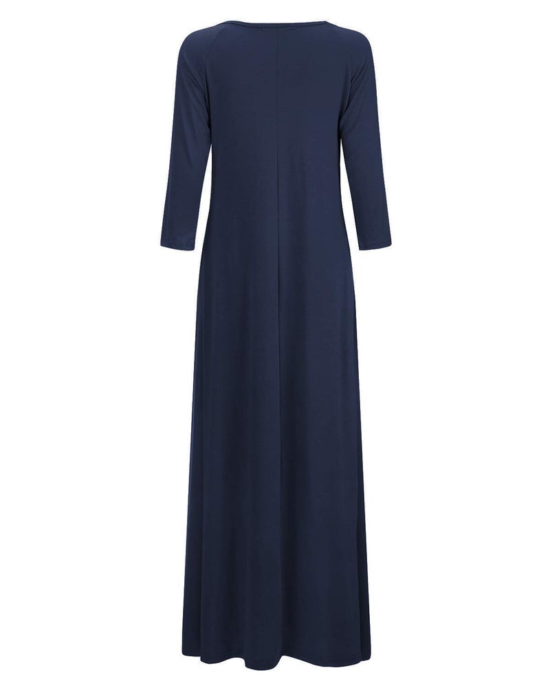 Jacansi Women's 65% Polyester 35% Cotton 3/4 Sleeve Maxi Dress, Casual Loose Oversized Loungewear with Pockets Plus Size - Image 3