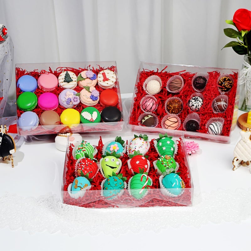 SLShePack 20PCS 10x7x2 inches Clear Bakery Boxes Strawberry, Cookie, Macaron & Gift Boxes for Party Favors - Image 4