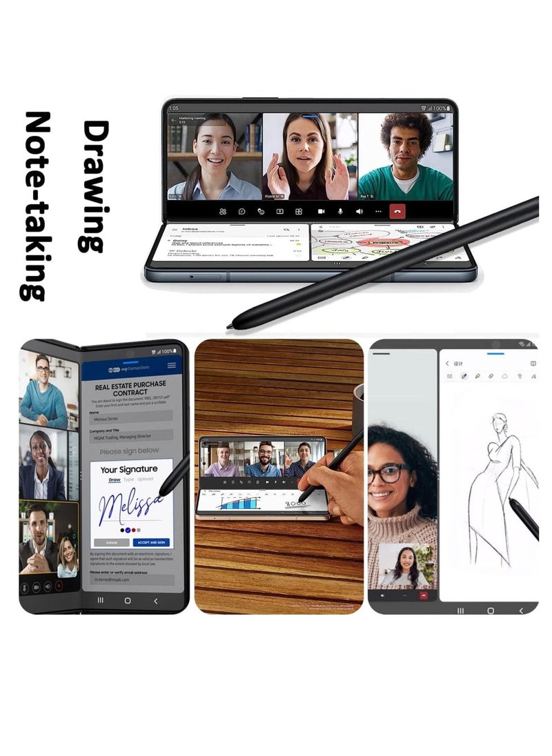 Galaxy Z Fold 4 S Pen Fold Edition,S Pen Samsung Z Fold 4,4096 Pressure Levels,Stylus Pen Replacement for Samsung Galaxy Z Fold 4 5G + Tips/Nibs(Black) - Image 5