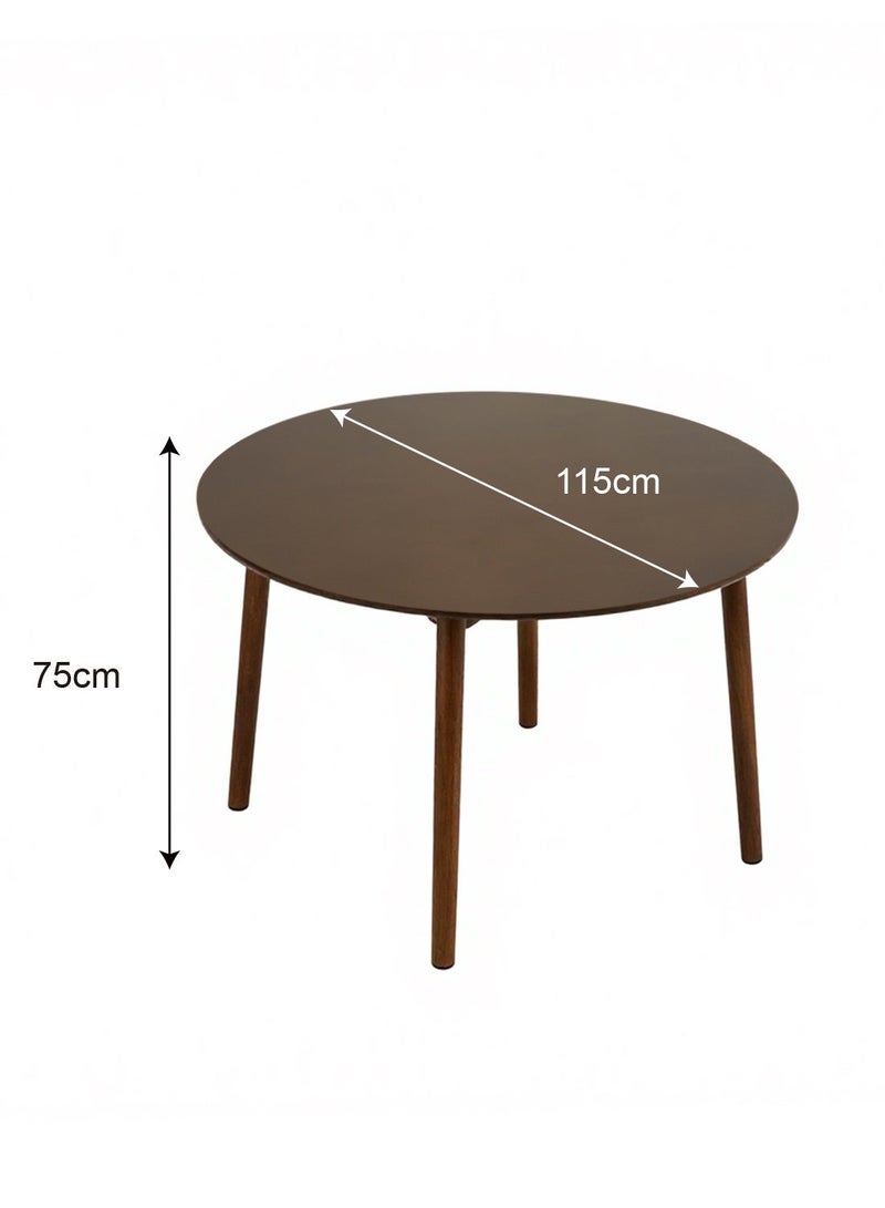 noon east Modern 5-Piece Dining Table Set with 4 Padded Chairs - Wooden Kitchen Table & Upholstered Dining Seats - Brown and Beige - Image 5