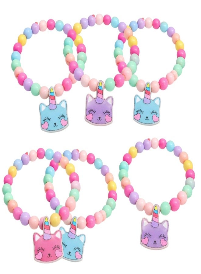 AMYCAUR Unicorn Charm Bracelet For Girls & Women, Best Friendship Bracelet Set, Stretchable And Adjustable Korean Bracelet, Return Gifts For Girls, Random Color Bracelet, Cute Bracelet set (6 Pcs) - Image 1