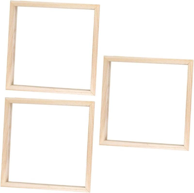 مجموعة إطارات عرض صور خشبية 3 قطع 20x20 سم إطار رسم DIY زجاج أكريليك لتزيين جدار فن رياض الأطفال - Image 1
