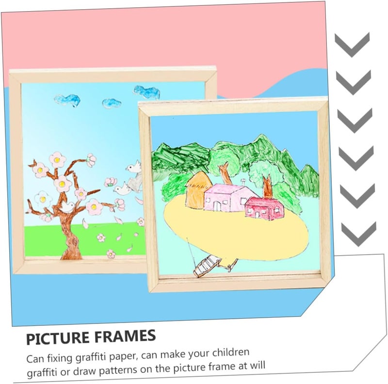 مجموعة إطارات عرض صور خشبية 3 قطع 20x20 سم إطار رسم DIY زجاج أكريليك لتزيين جدار فن رياض الأطفال - Image 3