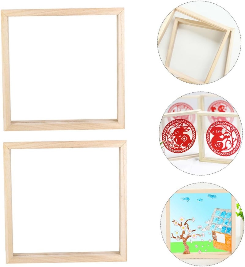 مجموعة إطارات عرض صور خشبية 3 قطع 20x20 سم إطار رسم DIY زجاج أكريليك لتزيين جدار فن رياض الأطفال - Image 5