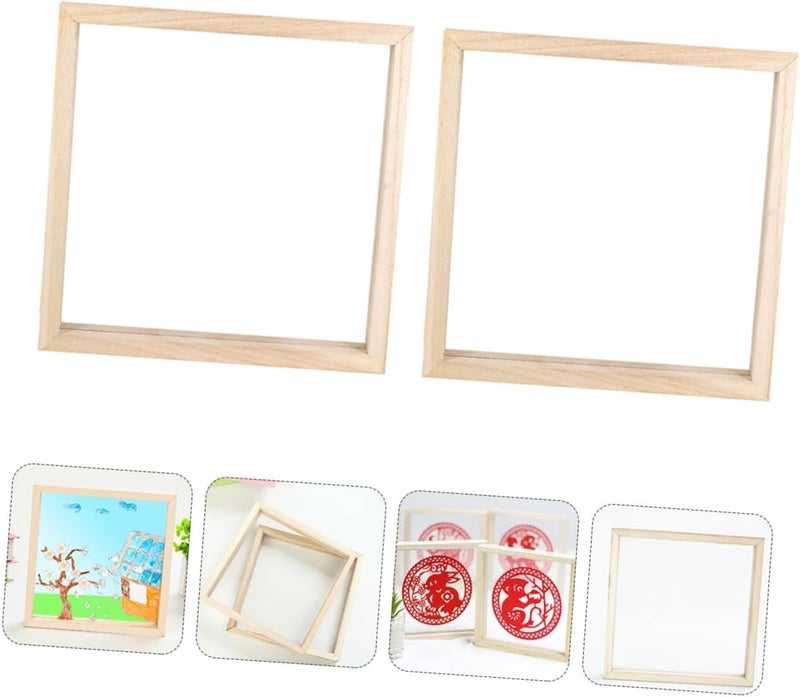 مجموعة إطارات عرض صور خشبية 3 قطع 20x20 سم إطار رسم DIY زجاج أكريليك لتزيين جدار فن رياض الأطفال - Image 4