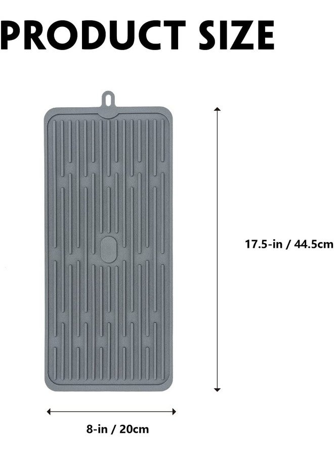 HARI® Silicone Dish Drying Mat for Multiple Usage,Easy to Drain and Clean,Eco-Friendly,Heat-Resistant Silicone Mat for Kitchen Counter,Sink,Bar,Bottle,or Cup Coffee, and More (14.6"×6")(Grey) - Image 2