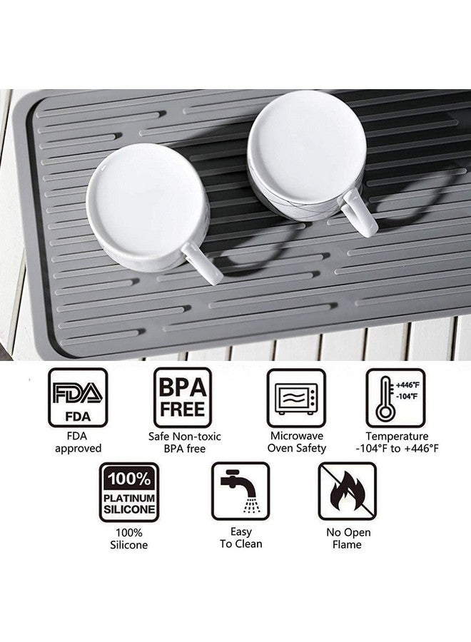 HARI® Silicone Dish Drying Mat for Multiple Usage,Easy to Drain and Clean,Eco-Friendly,Heat-Resistant Silicone Mat for Kitchen Counter,Sink,Bar,Bottle,or Cup Coffee, and More (14.6"×6")(Grey) - Image 4