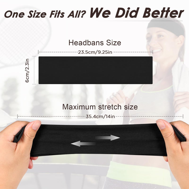 Ztomine Headbands for Women, 8pcs Stretchy Non Slip Soft Cotton Cloth Hair Bands for Sports, Workout, Yoga and Running - Image 2