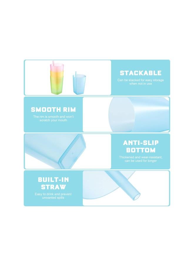 silvercnc Children Sippy Cup 4Pcs Toddler Sip Cups with Built in Straw Kids Drink Cups with Straws